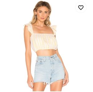 Lovers + Friends Brenda Crop in Yellow Stripe